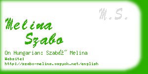 melina szabo business card